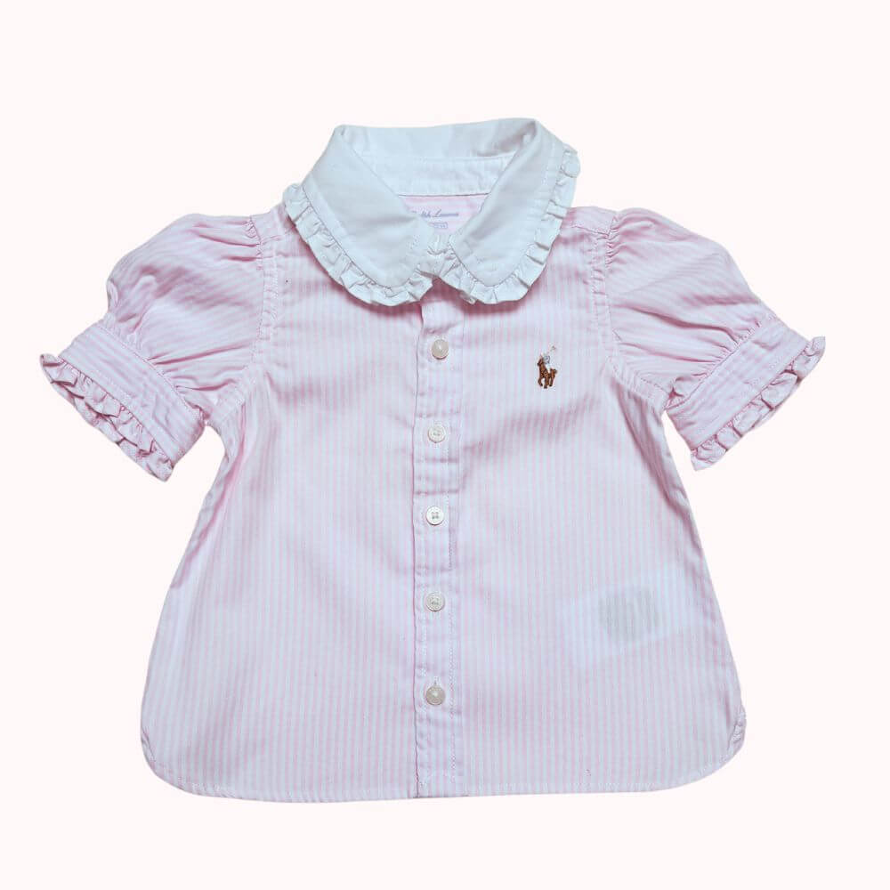 CHEMISIER ROSE COL CLAUDINE -RALPH LAUREN- 6 MOIS