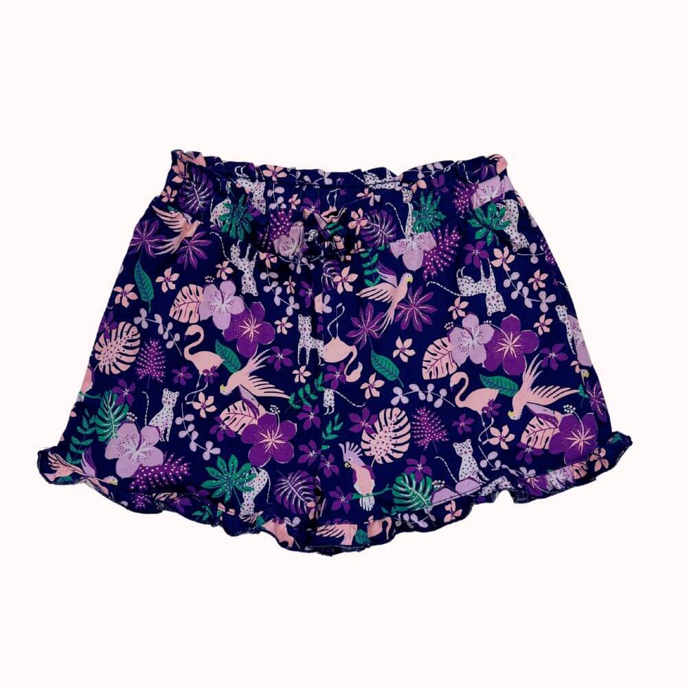 Short fluide imprimé tropical pour enfant, 8 ans, avec taille élastique, marque Inextenso.