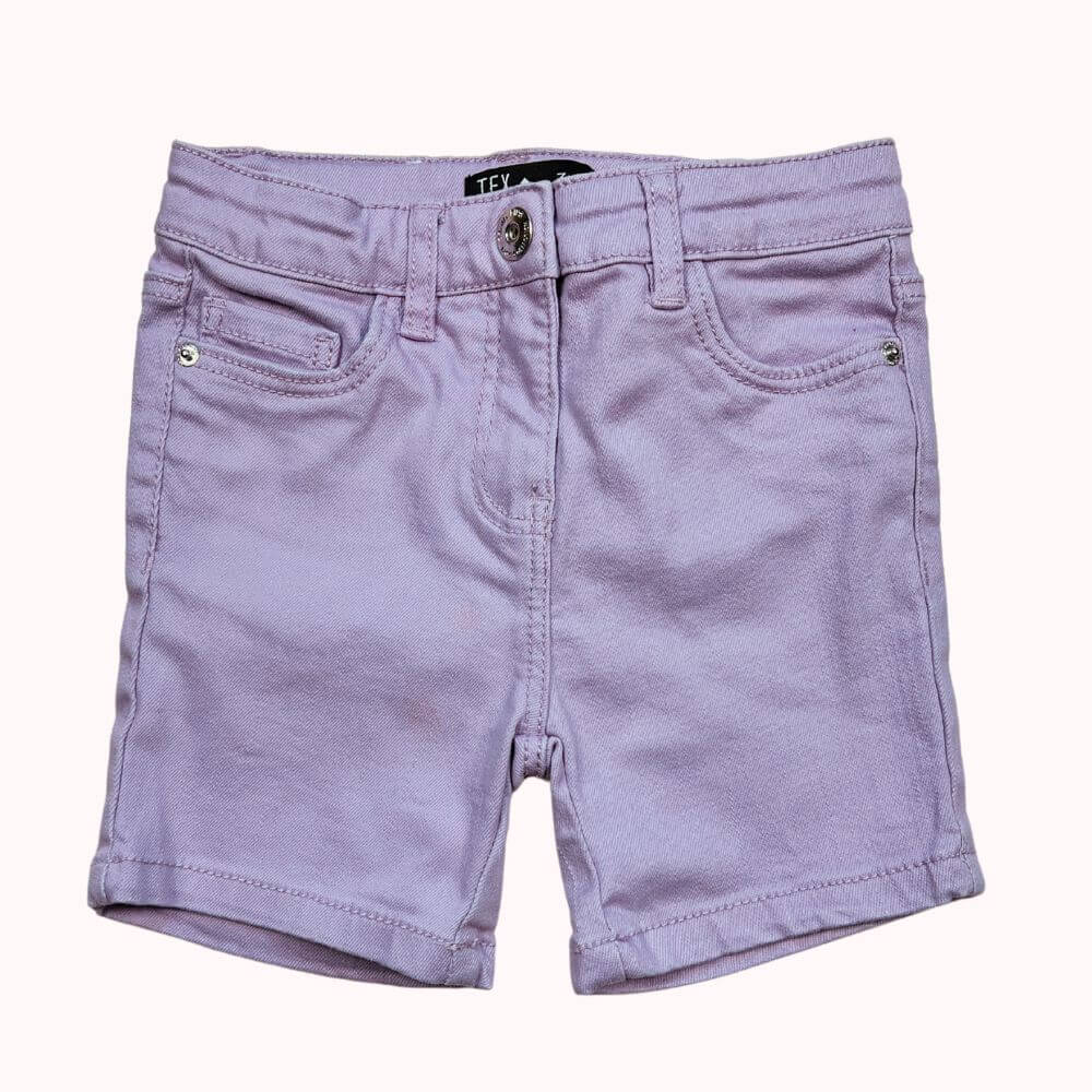 Short mauve en coton pour enfant, 3/4 ans, avec bouton pression, marque TEX.