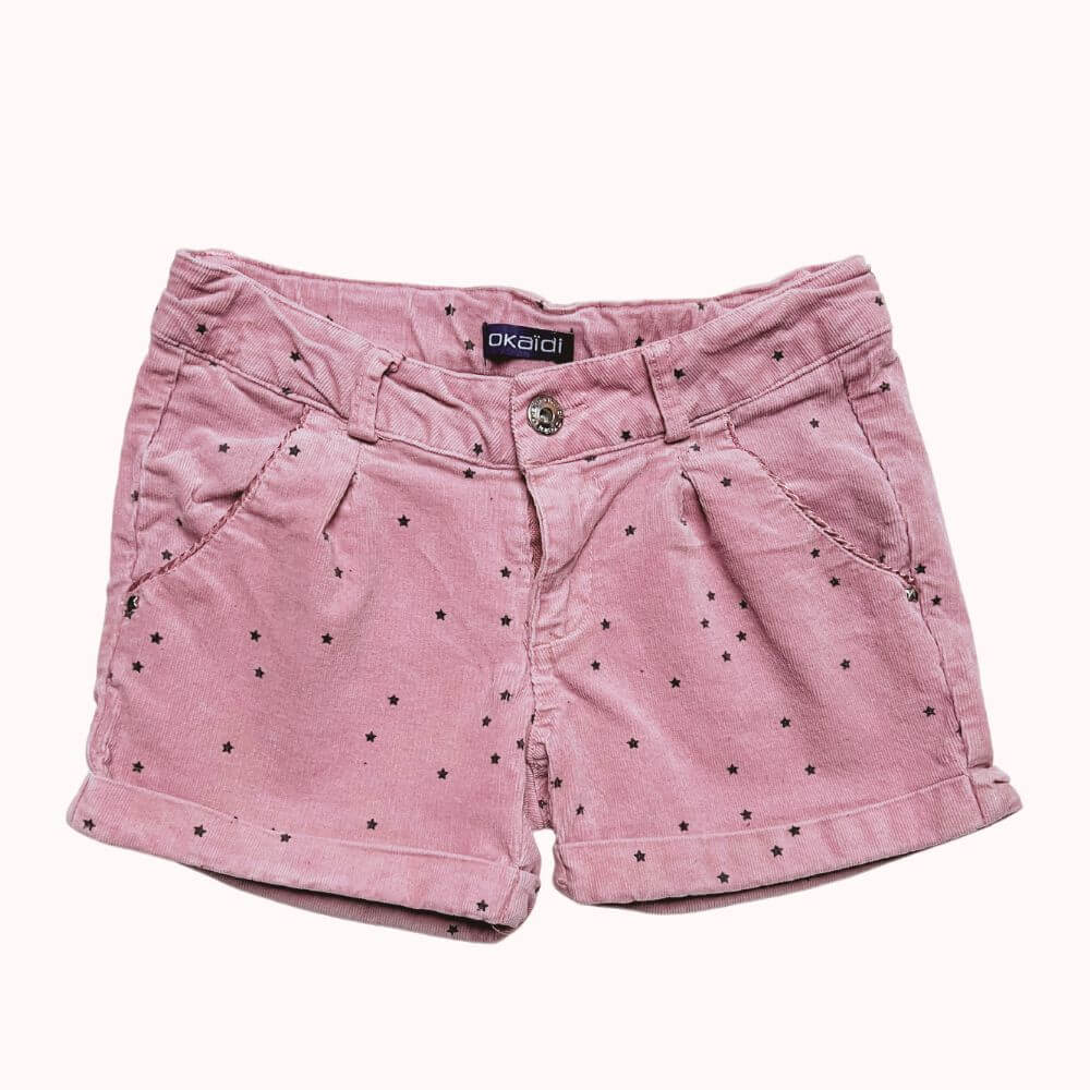 SHORT ROSE EN VELOURS MOTIFS ETOILES -OKAÏDI- 8 ANS