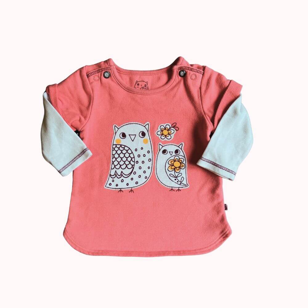 TEE-SHIRT MANCHES LONGUES "HIBOUX" 0-3 MOIS