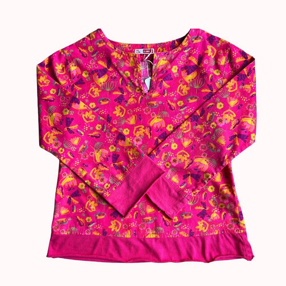 TUNIQUE ROUGE FUSCHIA MOTIFS ASSORTIS -DPAM- 8 ANS