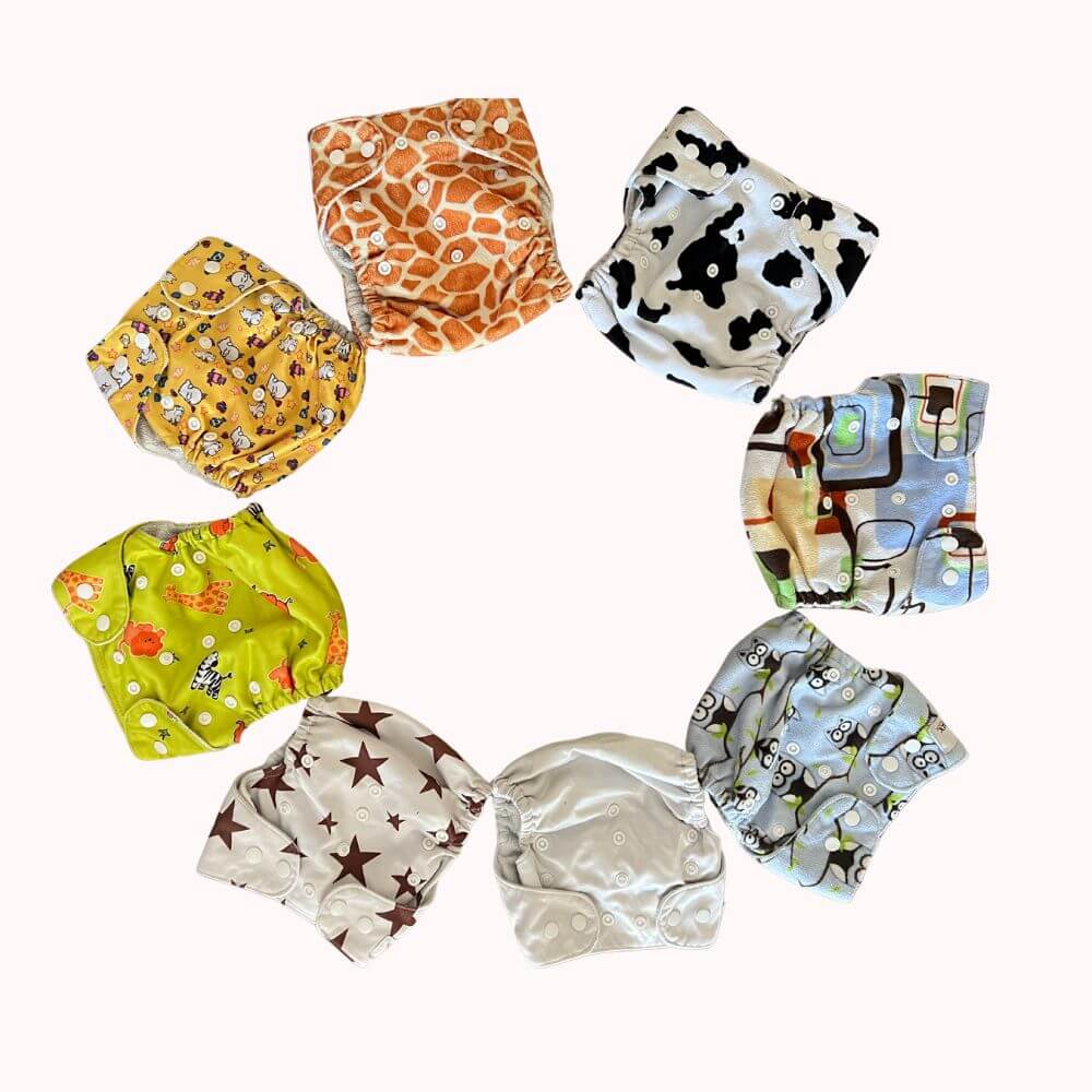 Couches lavables ajustables pour toutes les tailles. En coton doux coloris joyeux