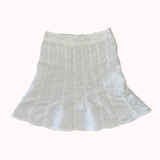 Jupe blanche évasée en coton pour fille 10 ans avec panneaux verticaux et coupe fluide