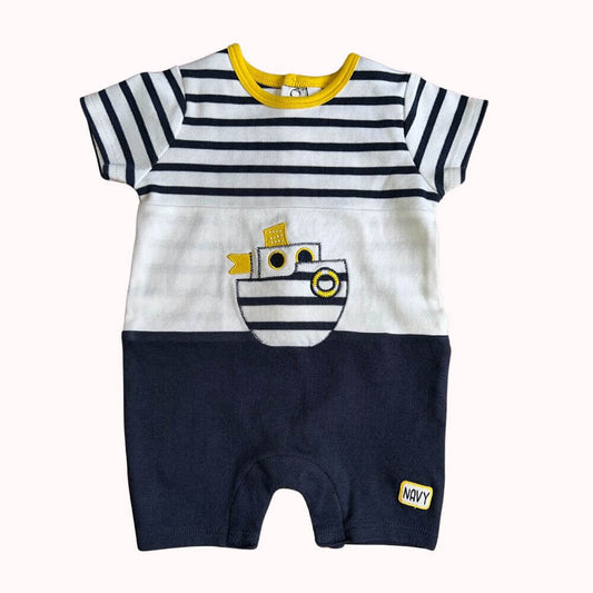 Barboteuse marine, motif bateau - 3 MOIS