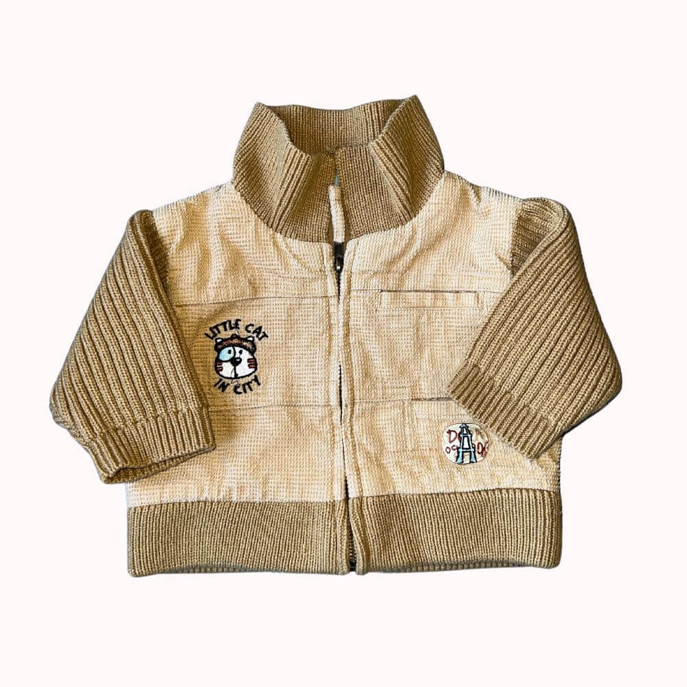 BLOUSON VELOUR MARRON TOUT COMPTE FAIT 3 MOIS "Little Cat in City",