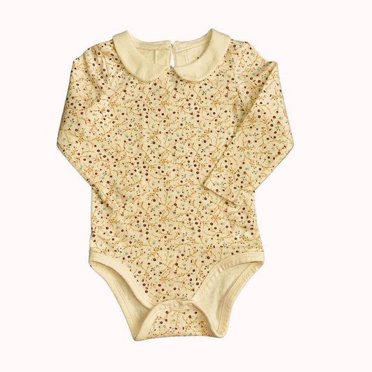 BODY MANCHES LONGUES A FLEURS, COL CLAUDINE 