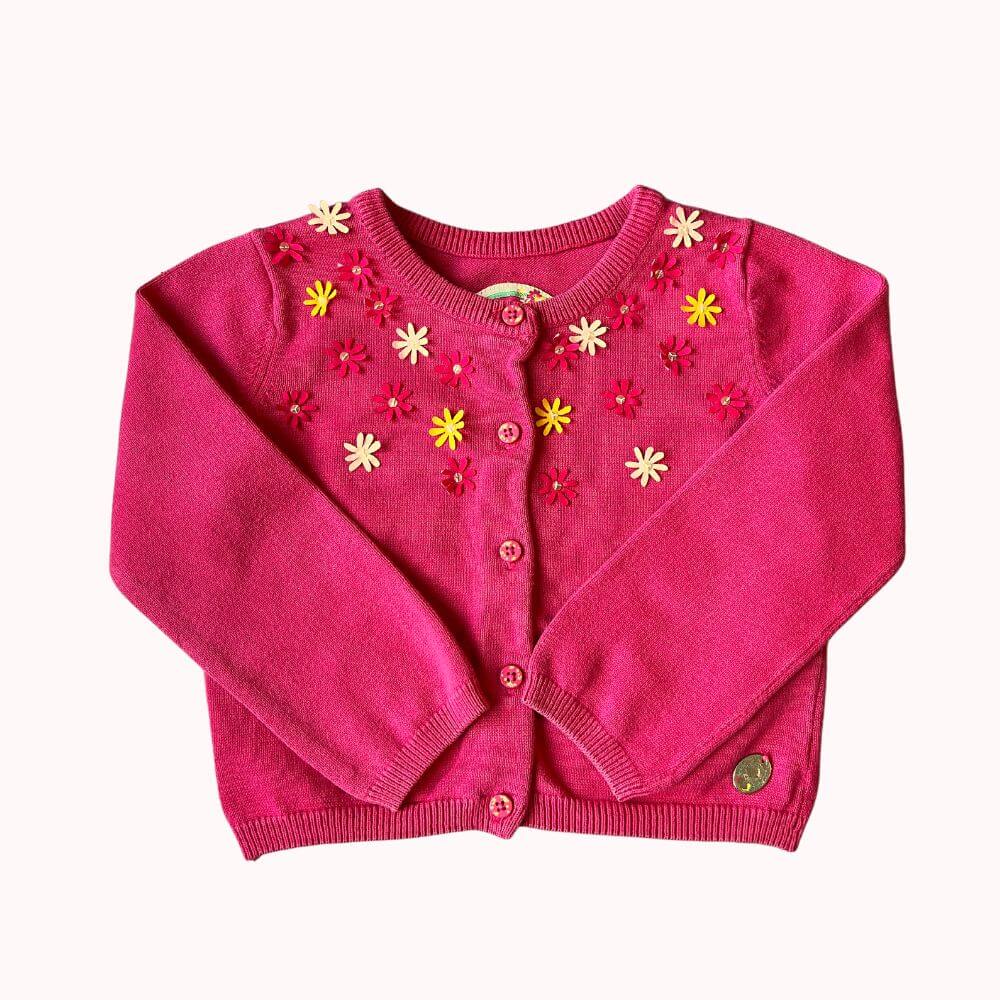 CARDIGAN ROSE A FLEURS SERGENT MAJOR 3 ANS