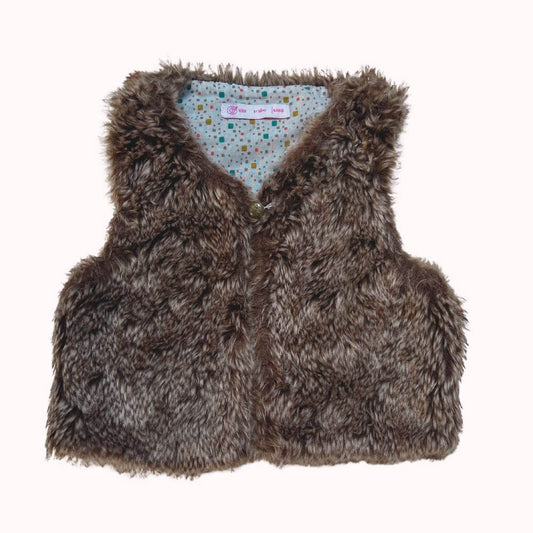 GILET MARRON SANS MANCHES IMITATION FOURRURE -GEMO- 4 ANS