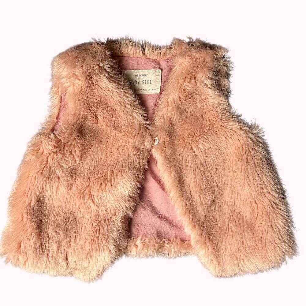 GILET ROSE EN FAUSSE FOURRURE SANS MANCHES - 12-18 MOIS