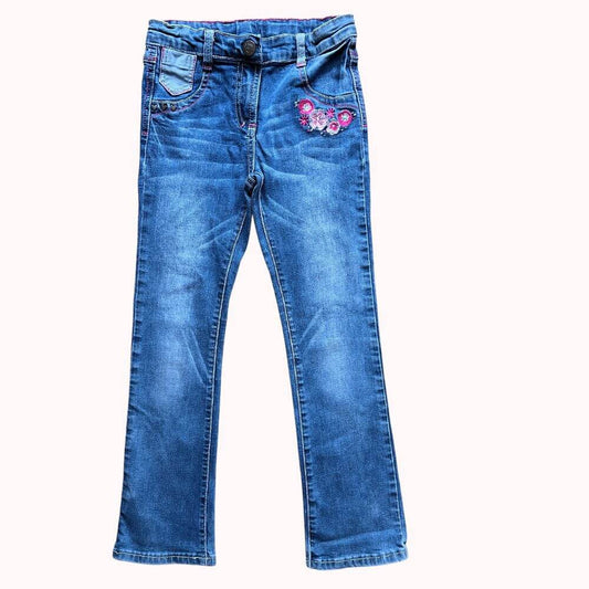 JEAN EXTENSIBLE BRODERIES FLEURIES -9 ANS-