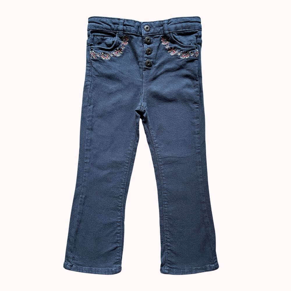 JEAN MARRON BORDE DE FLEURS -VERBAUDET- 5 ANS