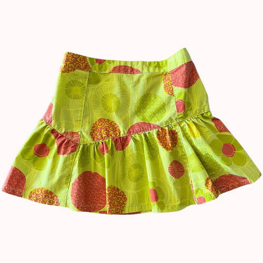 Jupe légère pour fille de 6 ans, colorée en jaune avec motifs circulaires roses et verts, de la marque ORCHESTRA.
