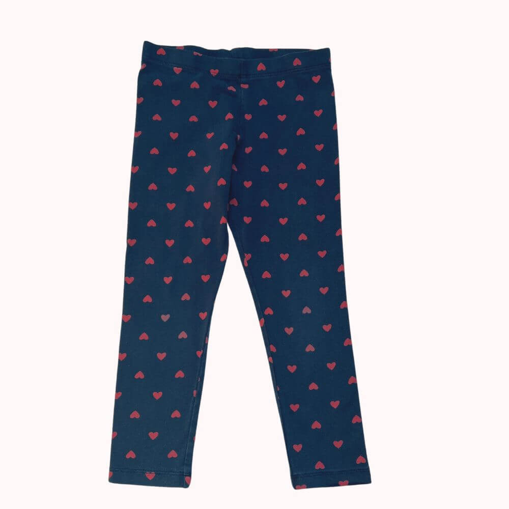 LEGGING BLEU COEURS ROUGES -LUPILU- 3-4 ANS