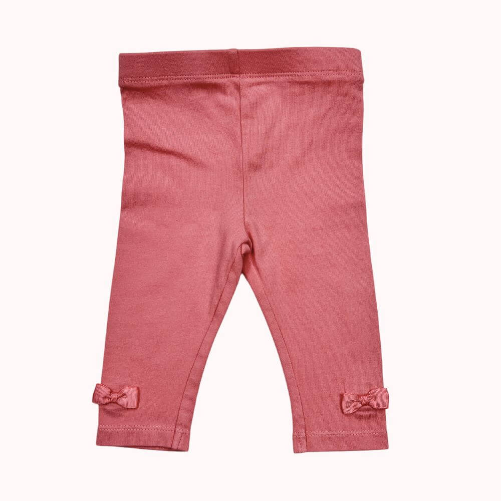 Legging rose pour bébé 9 mois, avec petits nœuds sur les chevilles, marque Orchestra.