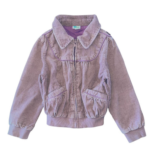 Blouson pour enfant en velours mauve avec doublure à pois, de la marque Vertbaudet, taille 5 ans.