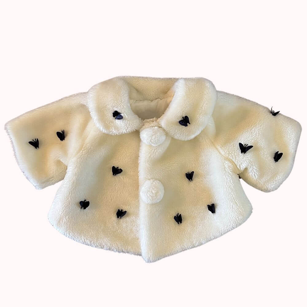 MANTEAU ECRU FAUSSE FOURRURE "PAPILLONS" 2 ANS