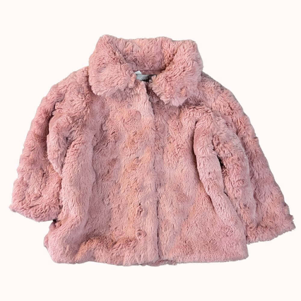 MANTEAU EN MOUMOUTE -ROSE-6-9 MOIS