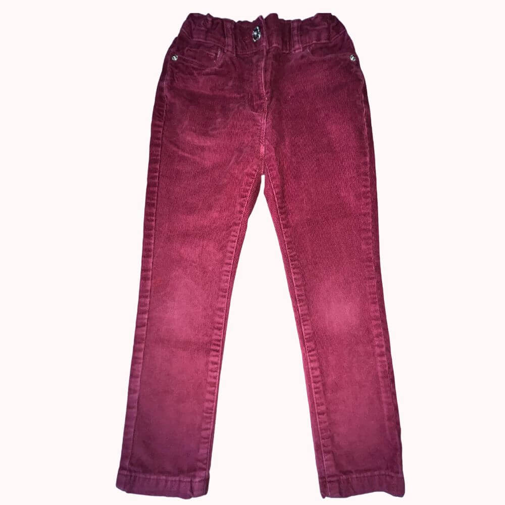 PANTALON BORDEAU EN VELOURS 4-5 ANS