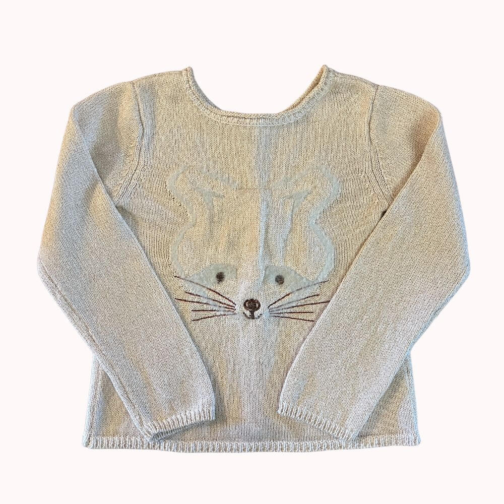 PULL ECRU MOTIF MIGNON -GRAIN DE BLE-3 ANS