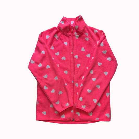 VESTE POLAIRE ROSE A COEURS  H&M 6-8 ANS