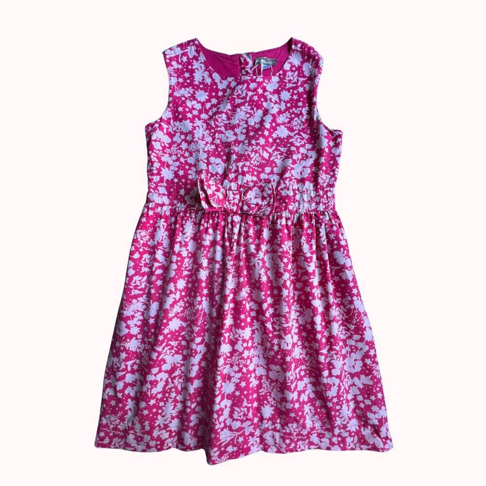 ROBE ETE ROSE A FLEURS BLANCHES -VERBAUDET- 9 ANS