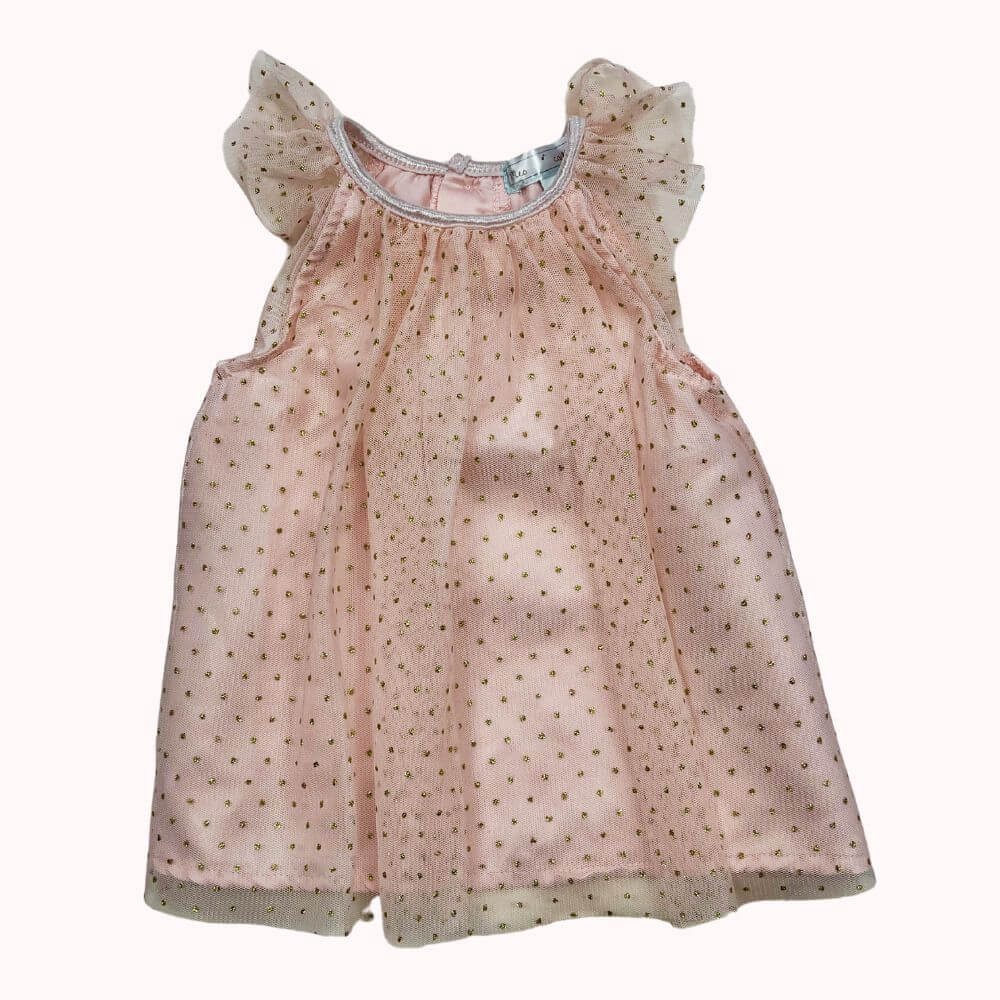  Robe rose en tulle pailleté pour bébé, marque Mes Petits Cailloux, taille 3 mois.