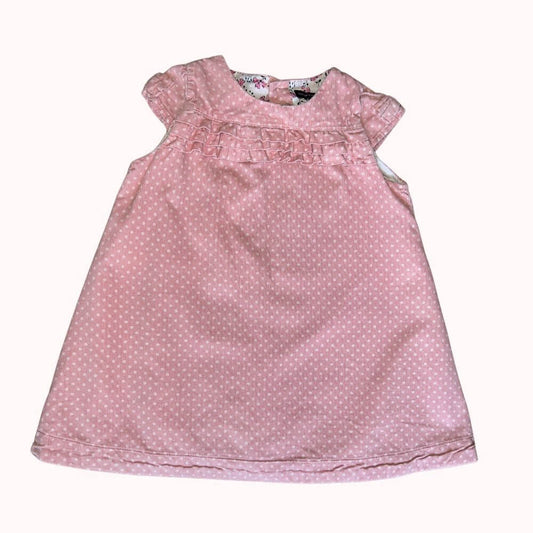  robe bébé en velours rose à pois blancs et doublure en coton Sergent Major, taille 9 mois, idéale pour la mi-saison et l’hiver
