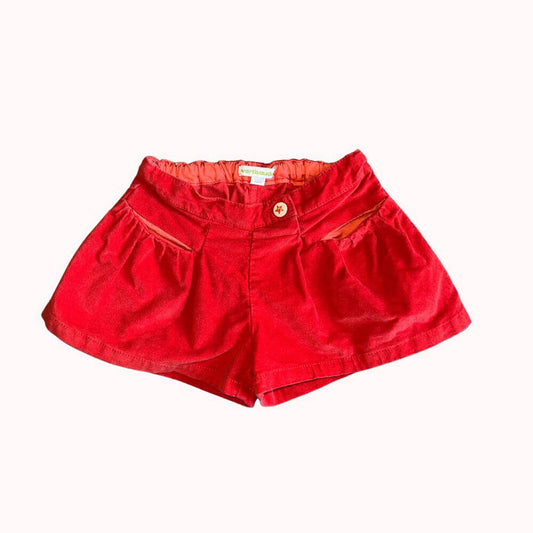 SHORT ROUGE EN VELOURS- VERTBAUDET- 4 ANS