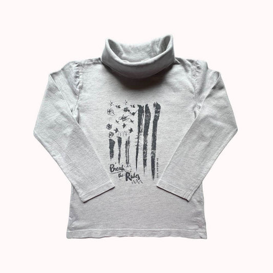 SOUS-PULL GRIS A MOTIFS-TAPE A L'OEIL- 8 ANS