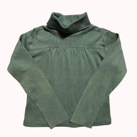 SOUS-PULL VERT A POINTS BLEUS -TESSAIA-  5 ANS