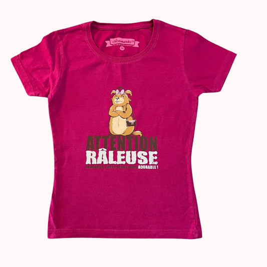 T-SHIRT FUCHSHIA "ATTENTION RALEUSE" 10 ANS