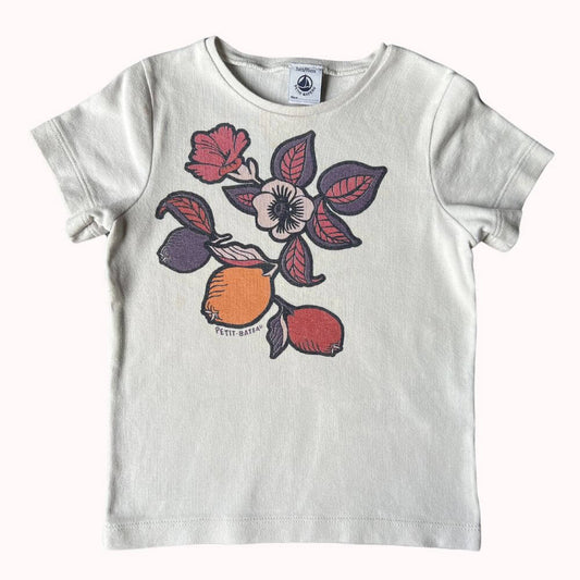 TEE-SHIRT A FLEURS-PETIT BATEAU- 3 ANS