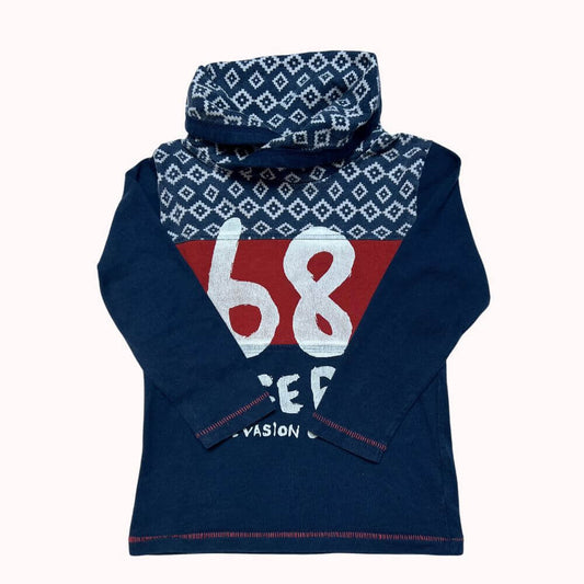 TEE-SHIRT BLEU A MANCHES LONGUES -TAPE A L'OEIL- 3 ANS