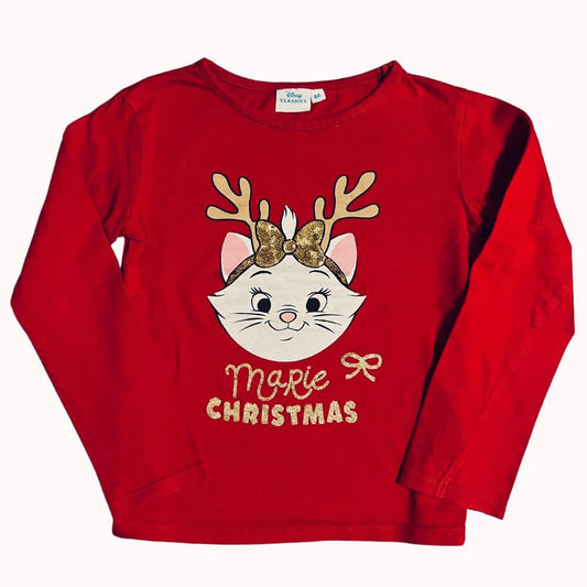 TEE-SHIRT ROUGE DE NOEL -DISNEY- 8 ANS