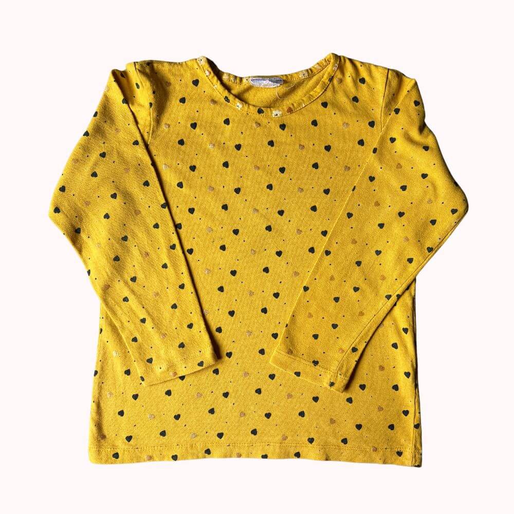 TEE-SHIRT JAUNE A COEURS-LILI MARELLE- 8 ANS