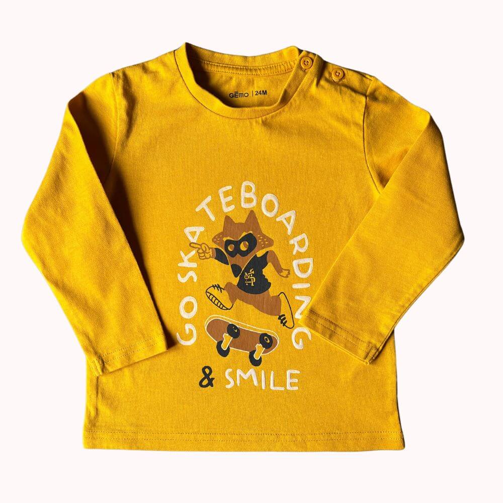 TEE-SHIRT JAUNE "GO SKATBOARDING"-GEMO- 24 MOIS