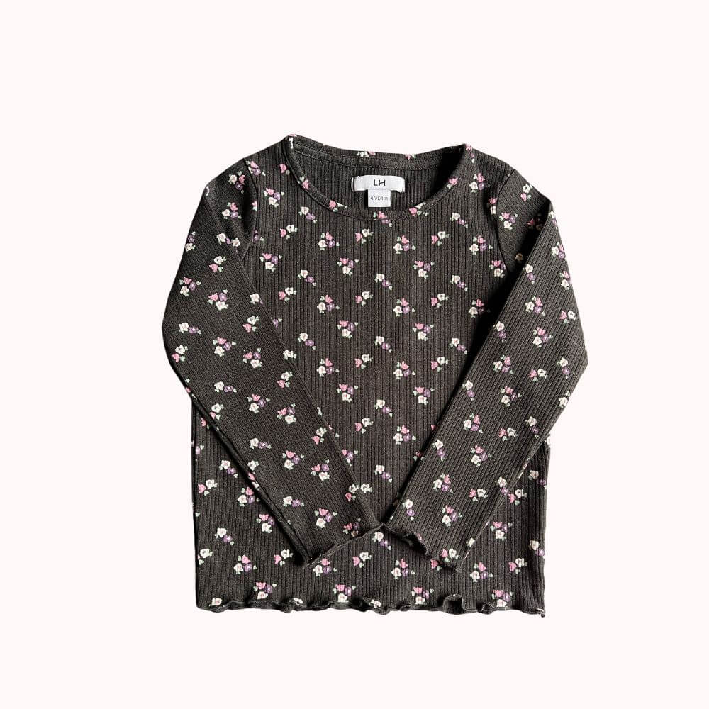 TEE-SHIRT NOIR A FLEURS 4 ANS