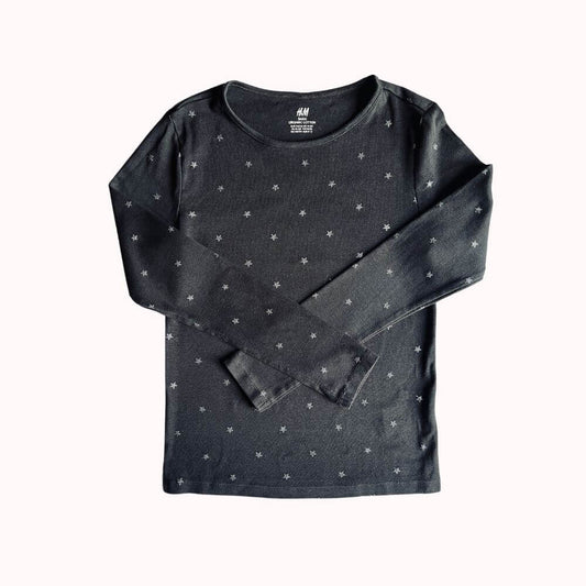 TEE-SHIRT NOIR MANCHES LONGUES- H&M- 10-12 ANS