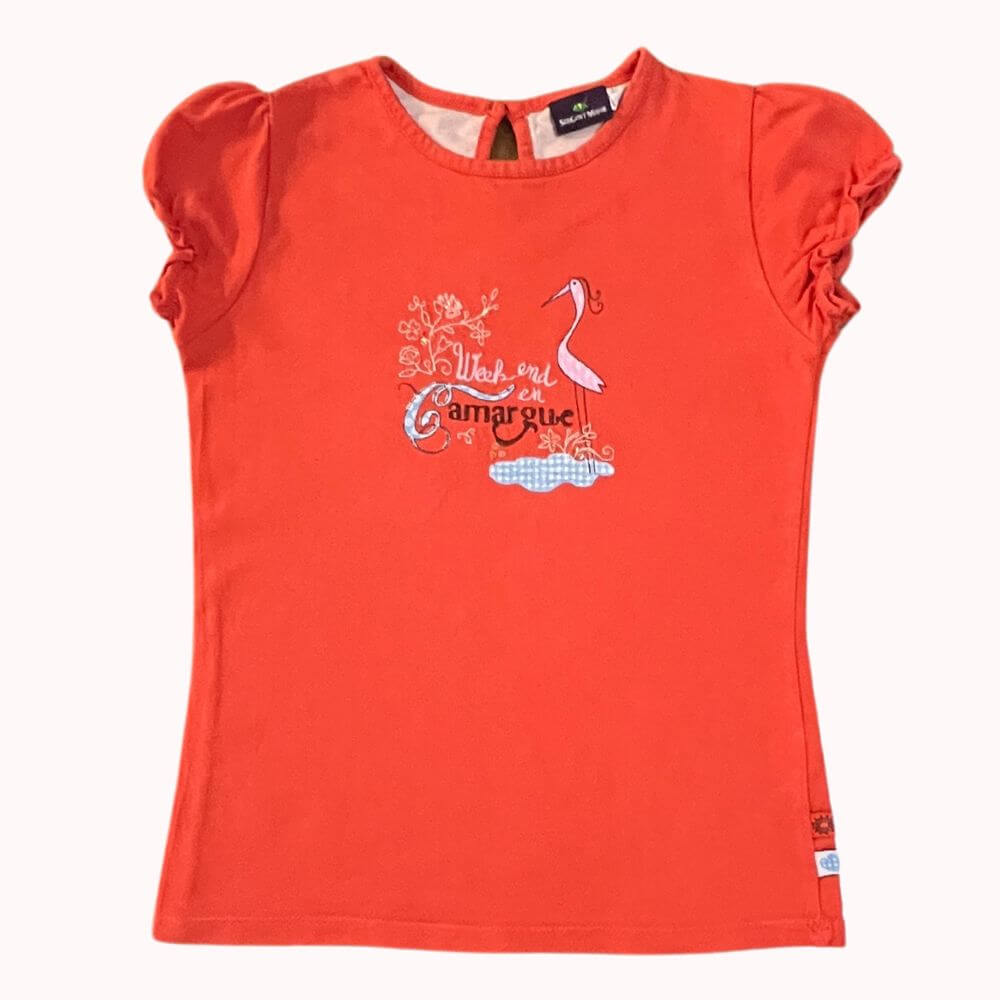 TEE-SHIRT ORANGE "WEEK-END EN CAMARGUE"-SERGENT MAJOR- 8 ANS