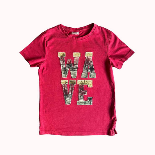 TEE-SHIRT ROSE- TAPE A L'OEIL-8 ANS