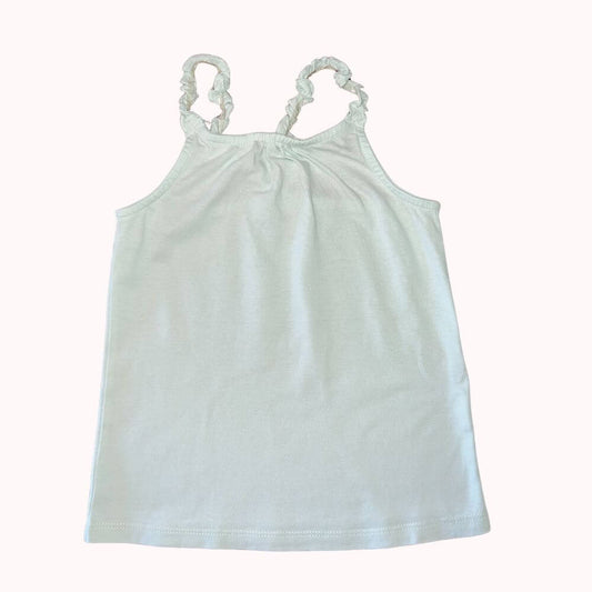  Top à bretelles volantées vert pâle pour fille, coupe simple et fluide, taille 4 ans.