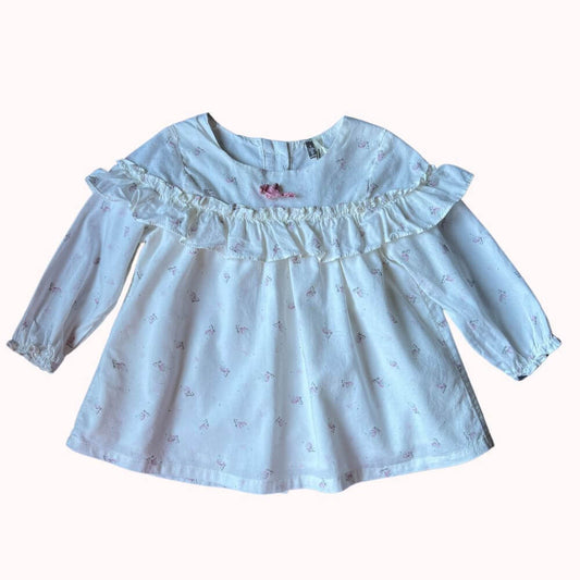 TUNIQUE ECRU A FLEURS -ORCHESTRA- 6 MOIS